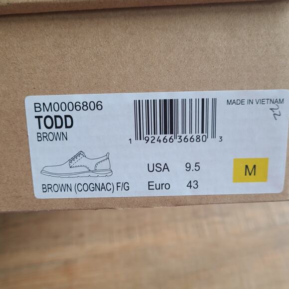 BORN Mens Size 9.5 M Todd Cognac Tan Brown Leather Sneaker Tie Up Derby Shoe NEW - Picture 8 of 8